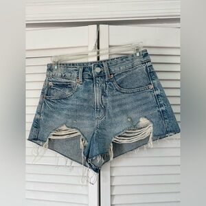 Garage Blue Distressed Jean Shorts